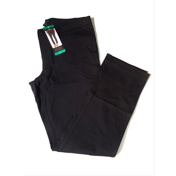 Banana Republic Women Sz 12 Slim Straight Slacks Pants Midrise Black 30” Inseam - Picture 1 of 11